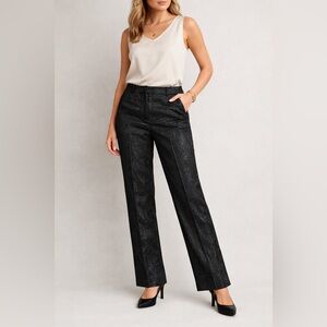 Anthropologie The Essential Slim Textured Black Pants Tall Size 10